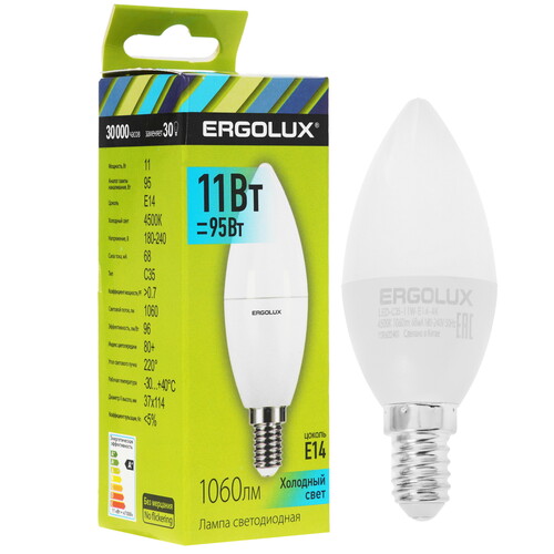 Купить Лампа светодиодная Ergolux LED-C35-11W-E14-4K в интернет-магазине DNS. Характеристики, цена Ergolux LED-C35-11W-E14-4K | 5467559.