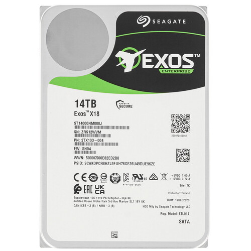 Купить 14 ТБ Жесткий диск Seagate Exos X18 [ST14000NM000J] в интернет-магазине DNS. Характеристики, цена Seagate Exos X18 | 5436345.