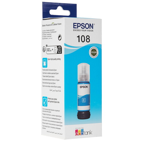 Купить Чернила  Epson 108 (C13T09C24A) голубой в интернет-магазине DNS. Характеристики, цена Epson 108 (C13T09C24A) | 5406709.