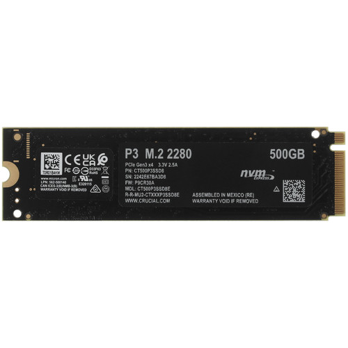 Купить 500 ГБ M.2 NVMe накопитель Crucial P3 [CT500P3SSD8] в интернет-магазине DNS. Характеристики, цена Crucial P3 | 5086231.