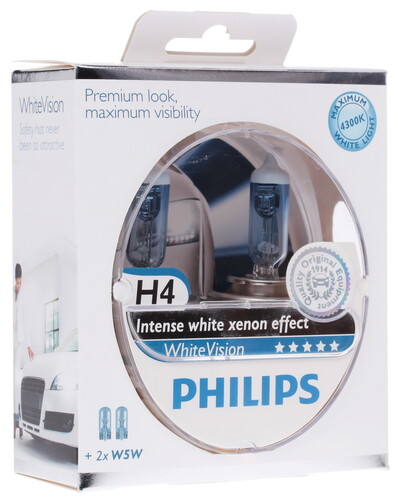 Купить Галогенная лампа Philips WhiteVision ultra, H4 (P43t), 12V, 60/55W, Комплект уп. 2 шт., пластиковый бокс в интернет-магазине DNS. Характеристики, цена  | 1040575.