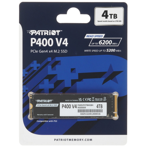 Купить 4000 ГБ M.2 NVMe накопитель Patriot P400 V4 [P400VP4TBM28H] в интернет-магазине DNS. Характеристики, цена Patriot P400 V4 | 5915052.