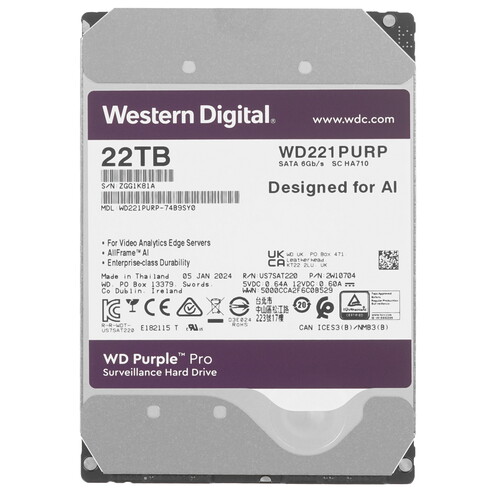 Купить 22 ТБ Жесткий диск WD Purple Pro [WD221PURP] в интернет-магазине DNS. Характеристики, цена WD Purple Pro | 5434192.