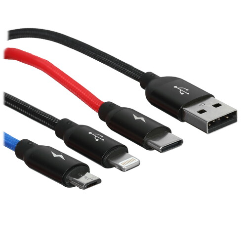Купить Кабель Baseus Lightning 8-pin, micro USB-B, USB Type-C - USB Type-A черный 0.3 м в интернет-магазине DNS. Характеристики, цена Baseus Three Primary Colors | 5627559.