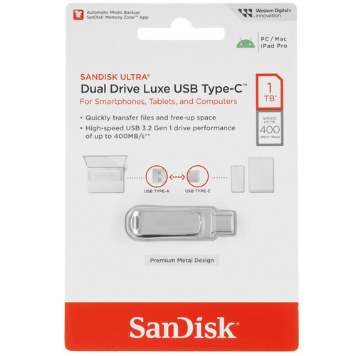 Купить Память OTG USB Flash 1024 ГБ SanDisk Ultra Dual Drive Luxe [SDDDC4-1T00-G46] в интернет-магазине DNS. Характеристики, цена SanDisk Ultra Dual Drive Luxe | 9902562.