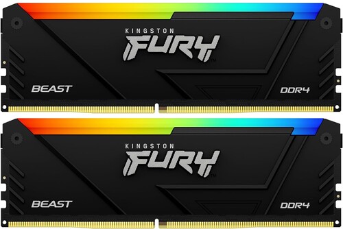 Купить Оперативная память Kingston FURY Beast Black RGB [KF432C16BB2AK2/32] 32 ГБ в интернет-магазине DNS. Характеристики, цена Kingston FURY Beast Black RGB | 5445458.
