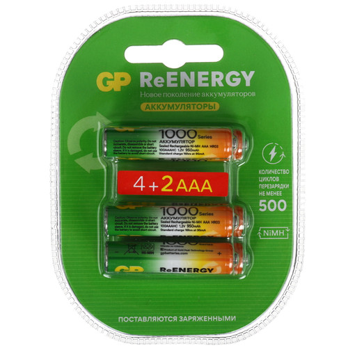 Купить Аккумулятор GP 100AAAHC4/2-2CR6 950 мА*ч в интернет-магазине DNS. Характеристики, цена GP 100AAAHC4/2-2CR6 | 5634204.