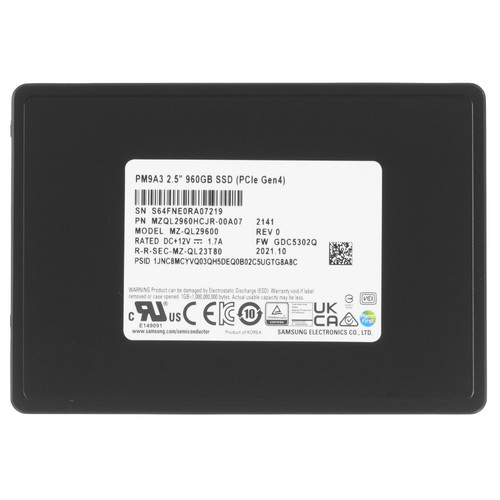 Купить 960 ГБ Серверный SSD Samsung PM9A3 [MZQL2960HCJR-00A07] в интернет-магазине DNS. Характеристики, цена Samsung PM9A3 | 5079833.