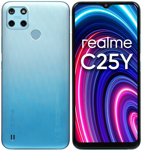 Купить 6.5" Смартфон realme C25Y 64 ГБ синий в интернет-магазине DNS. Характеристики, цена realme C25Y | 5066623.