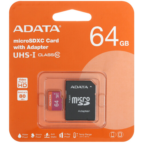 Купить Карта памяти ADATA Premier microSDXC 64 ГБ [AUSDX64GUICL10-RA1] в интернет-магазине DNS. Характеристики, цена  | 5617080.