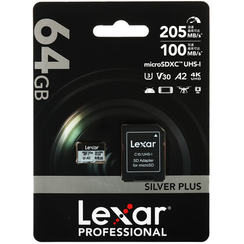 Купить Карта памяти Lexar Professional Silver Plus microSDXC 64 ГБ [LMSSIPL064G-BNANC] в интернет-магазине DNS. Характеристики, цена  | 5641137.