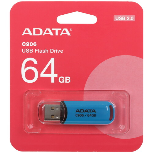 Купить Память USB Flash 64 ГБ ADATA C906 [AC906-64G-RWB] в интернет-магазине DNS. Характеристики, цена ADATA C906 | 5450106.