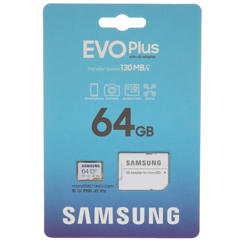 Купить Карта памяти Samsung EVO Plus microSDXC 64 ГБ [MB-MC64KA/RU] в интернет-магазине DNS. Характеристики, цена  | 1688508.