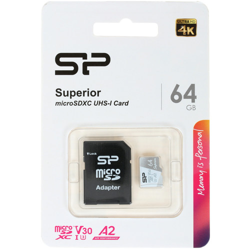 Купить Карта памяти Silicon Power Superior microSDXC 64 ГБ [SP064GBSTXDA2V20SP] в интернет-магазине DNS. Характеристики, цена  | 1615038.