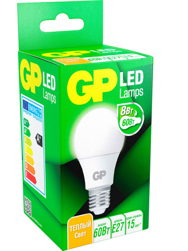 Купить Лампа светодиодная GP LEDA60-8WE27-27K-2CRB1 в интернет-магазине DNS. Характеристики, цена GP LEDA60-8WE27-27K-2CRB1 | 9121930.