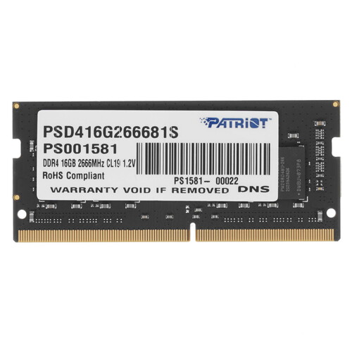 Купить Оперативная память SODIMM Patriot Signature Line [PSD416G266681S] 16 ГБ в интернет-магазине DNS. Характеристики, цена Patriot Signature Line | 1695587.