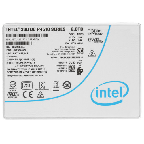 Купить 2048 ГБ Серверный SSD Intel DC P4510 Series [SSDPE2KX020T801] в интернет-магазине DNS. Характеристики, цена Intel DC P4510 Series | 9910452.