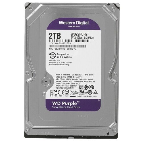 Купить Жесткий диск WD Purple [WD22PURZ] в интернет-магазине DNS. Характеристики, цена WD Purple | 4897535.