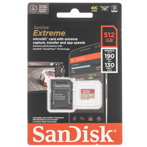 Купить Карта памяти SanDisk Extreme microSDXC 512 ГБ [SDSQXAV-512G-GN6MA] в интернет-магазине DNS. Характеристики, цена  | 5470846.