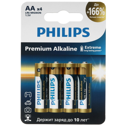 Купить Батарейка Philips LR6M4W/51 AA (LR6/ER14505/FR6/R6P) в интернет-магазине DNS. Характеристики, цена Philips LR6M4W/51 | 9238010.