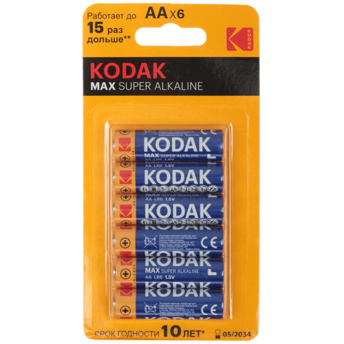 Купить Батарейка Kodak MAX SUPER Alkaline AA (LR6/ER14505/FR6/R6P) в интернет-магазине DNS. Характеристики, цена Kodak MAX SUPER Alkaline | 9253193.