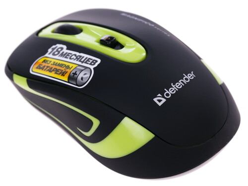 Купить Мышь беспроводная Defender Magnifico MM-505 Nano, 3000 dpi, Black-Green, USB в интернет-магазине DNS. Характеристики, цена  | 0195051.