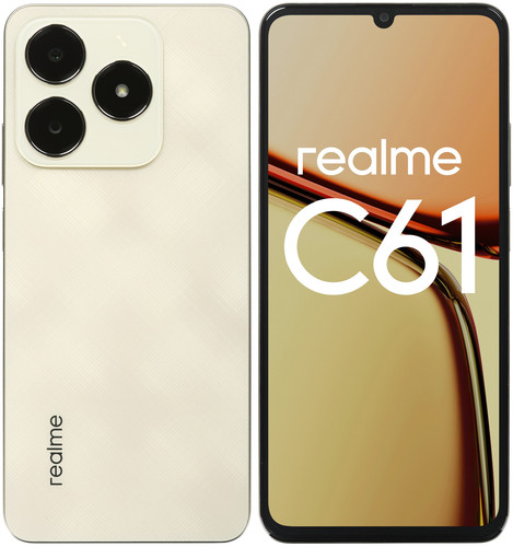 Купить 6.74" Смартфон realme C61 128 ГБ золотистый в интернет-магазине DNS. Характеристики, цена realme C61 | 5476427.