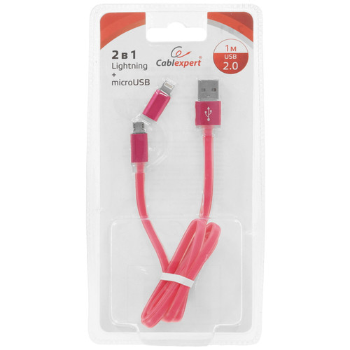 Купить Кабель Cablexpert Lightning 8-pin, micro USB-B - USB Type-A розовый 1 м в интернет-магазине DNS. Характеристики, цена Cablexpert | 5485491.