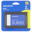 2000 ГБ 2.5" SATA накопитель ADATA Ultimate SU650 [ASU650SS-2TT-R] [SATA, чтение - 520 Мбайт/сек, запись - 450 Мбайт/сек, 3D NAND 4 бит QLC, TBW - 1120 ТБ]