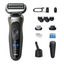Электробритва Braun 72-C7650cc [черный/золотистый, сеточная, бритье: влажное/сухое, головок - 2, триммер, автоматическая очистка, питание - от аккумулятора]