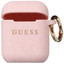 Чехол Guess  для Aceline LightPods, Apple AirPods, Apple AirPods 2, розовый [металл, силикон, застежка - карабин]