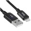 Кабель Hoco Lightning 8-pin - USB Type-A черный [USB 2.0, форма - круглая, оплетка - нейлоновая, 2.4 А, 12 Вт, металлический корпус разъемов, 1 шт]