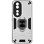 Накладка  DF Armor Case для HONOR 90 серебристый/черный [металл, ПК, ТПУ, кольцо, подставка, противоударный]