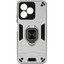 Накладка  DF Armor Case для realme C51/ C53/ Note 50 серебристый/черный [металл, ПК, ТПУ, кольцо, подставка, противоударный]