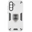 Накладка  BoraSCO Anti-Shock Case для Samsung Galaxy A37 серебристый [металл, ПК, ТПУ, кольцо, подставка, противоударный]