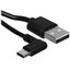 Кабель Aceline USB Type-C - USB Type-A черный [USB 2.0, форма - круглая, оплетка - ПВХ, 2.1 А, L-образный разъем, 1 шт]