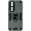 Накладка  DF Armor Case для HONOR 90 зеленый/черный [металл, ПК, ТПУ, кольцо, подставка, противоударный]
