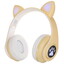 Беспроводные/проводные наушники KENSHI Cat  желтый 2024 [накладные, проводной, Bluetooth 5.3, кабель - 1 м, до 20 ч, 20 Гц - 20000 Гц, 32Ω, подсветка - разноцветная]