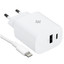 Сетевое зарядное устройство DEXP CW833AC-2 белый [мощность - 33 Вт, 3 А, до 20 В, Lightning 8-pin, FCP, PD 3.0, QC 2.0, QC 3.0]