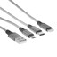 Кабель GAL Lightning 8-pin, micro USB-B, USB Type-C - USB Type-A серый 1.2 м [форма - круглая, оплетка - нейлоновая, 2.1 А, 10 Вт, металлический корпус разъемов, 1 шт]