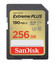 Карта памяти SanDisk Extreme Plus SDXC 256 ГБ [SDSDXWV-256G-GNCIN] [Class 10, UHS Class 3, Video Class 30, запись - 130 Мбайт/сек, чтение - 190 Мбайт/сек]