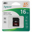 Карта памяти Apacer SDHC 16 ГБ [AP16GSDHC10U1-R] [Class 10, UHS Class 1, запись - 10 Мбайт/сек, чтение - 45 Мбайт/сек]