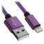 Кабель DEXP Lightning 8-pin - USB Type-A фиолетовый [USB 2.0, форма - круглая, оплетка - нейлоновая, 2 А, металлический корпус разъемов, 1 шт]