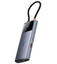 Док-станция Baseus Metal Gleam Series II [USB 3.2 Gen 2 Type-A х 2, USB 3.2 Gen 2 Type-C х 1, HDMI, порт Ethernet, кабель - 10 см, поддержка PD, OTG, корпус серый]