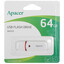 Память USB Flash 64 ГБ Apacer AH333 [AP64GAH333W-1] [USB 2.0/USB Type-A, монолит с колпачком, пластик]