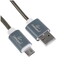 Кабель Cablexpert micro USB-B - USB Type-A серый 1 м [форма - круглая, оплетка - стальная, 2 А, 10 Вт, металлический корпус разъемов, 1 шт]