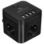 Сетевой фильтр Cablexpert CUBE-3-U4-B-1.5 черный [розетки - 3, USB - 4 шт, 10 А, 2500 Вт, кабель - 1.5 м]