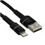 Кабель GAL Lightning 8-pin - USB Type-A черный 2 м [форма - круглая, оплетка - текстильная, 2.1 А, 12 Вт, металлический корпус разъемов, 1 шт]
