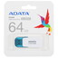 Память USB Flash 64 ГБ ADATA UV240 [AUV240-64G-RWH] [USB 2.0/USB Type-A, монолит с колпачком, пластик]
