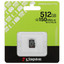 Карта памяти Kingston microSDXC 512 ГБ [SDCS3/512GBSP] [A1, UHS Class 3, Video Class 30, чтение - 150 Мбайт/сек]